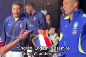 引发全场大笑！姆巴佩调侃卡塞米罗戏称其听不懂英语